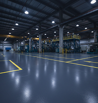 Heavy-duty grey solid color industrial floor in Leduc
